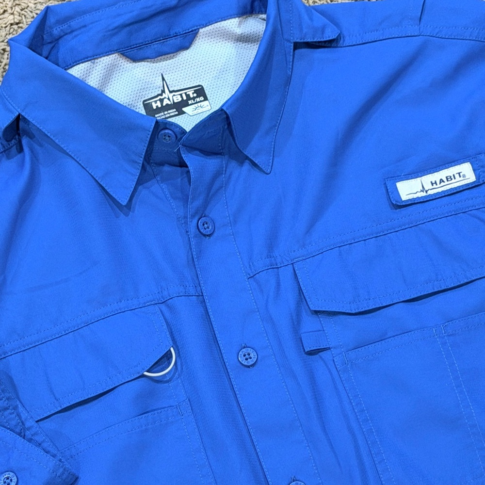 Habit Men's Blue Casual Button Down Shirt